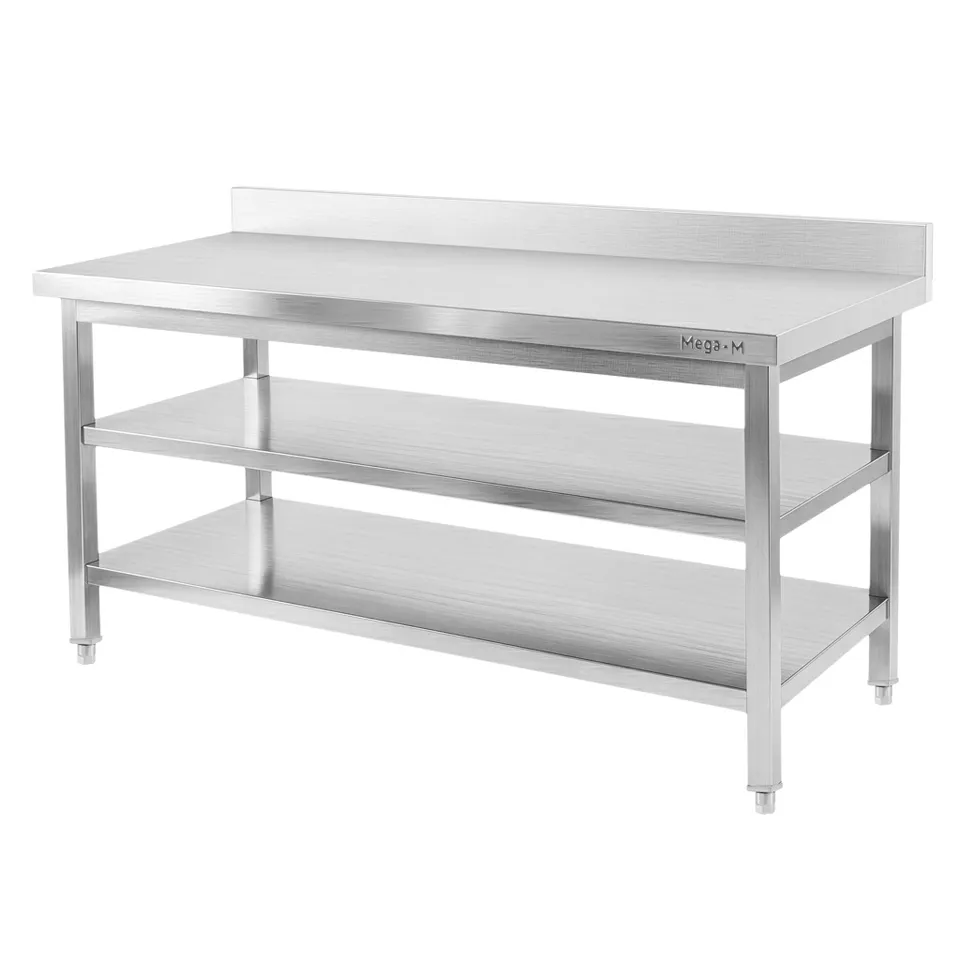 Mega-M X Standard tavolo inox 200x70x85 cm 2 ripiani