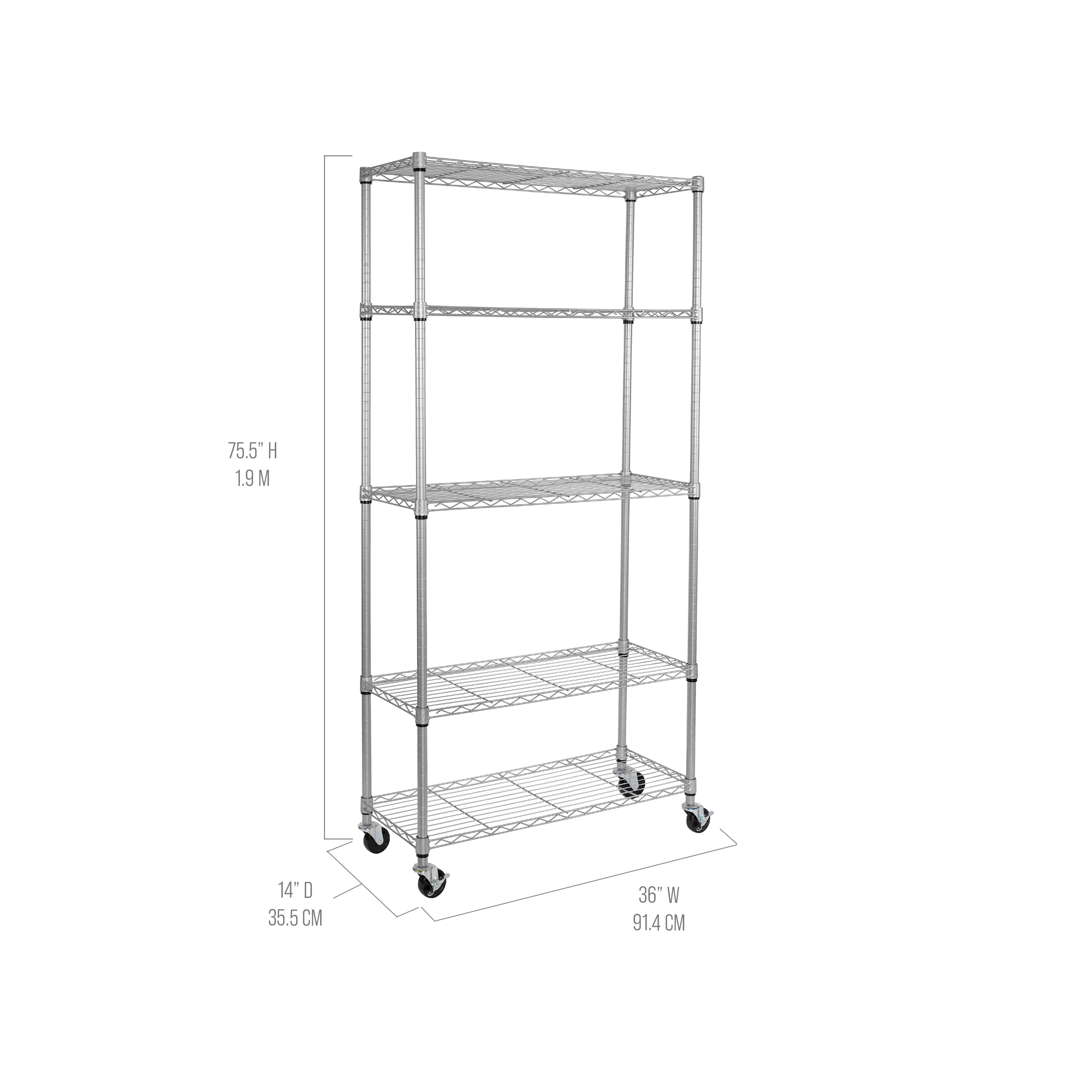 Seville Classics Scaffale Acciaio 5 Ripiani 91x36x192cm NSF