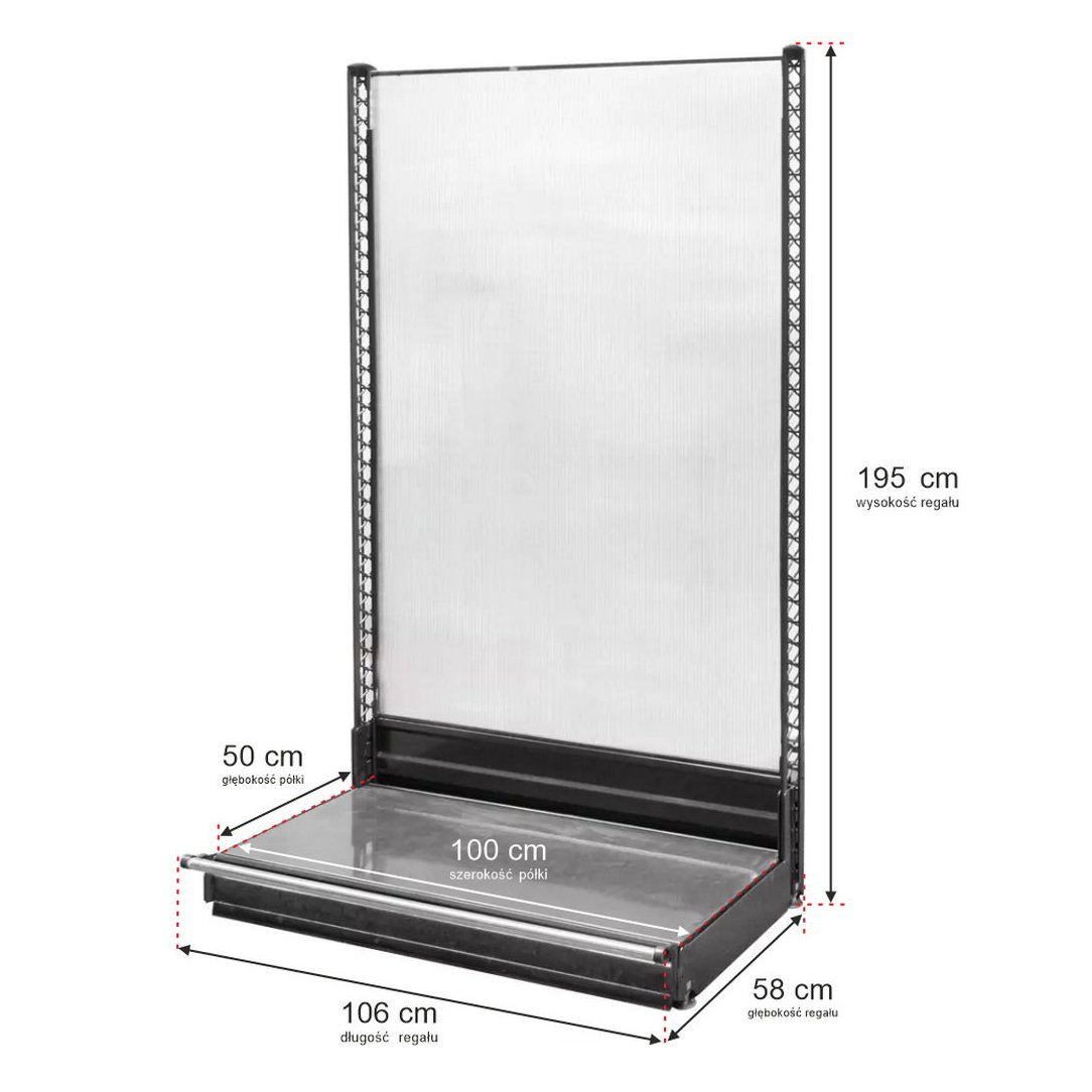 Wanzl H195 scaffale negozio a parete base 106 cm senza ripiani