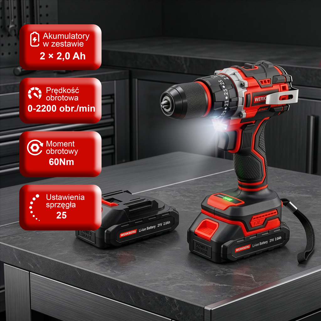 Werkberg Pro WKRKQ103 avvitatore a batteria brushless 2 batterie