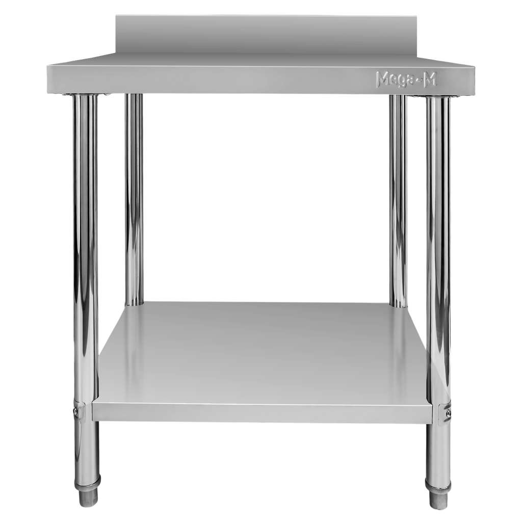 Mega-M X Standard tavolo inox 60x70x85 cm con alzatina e ripiano