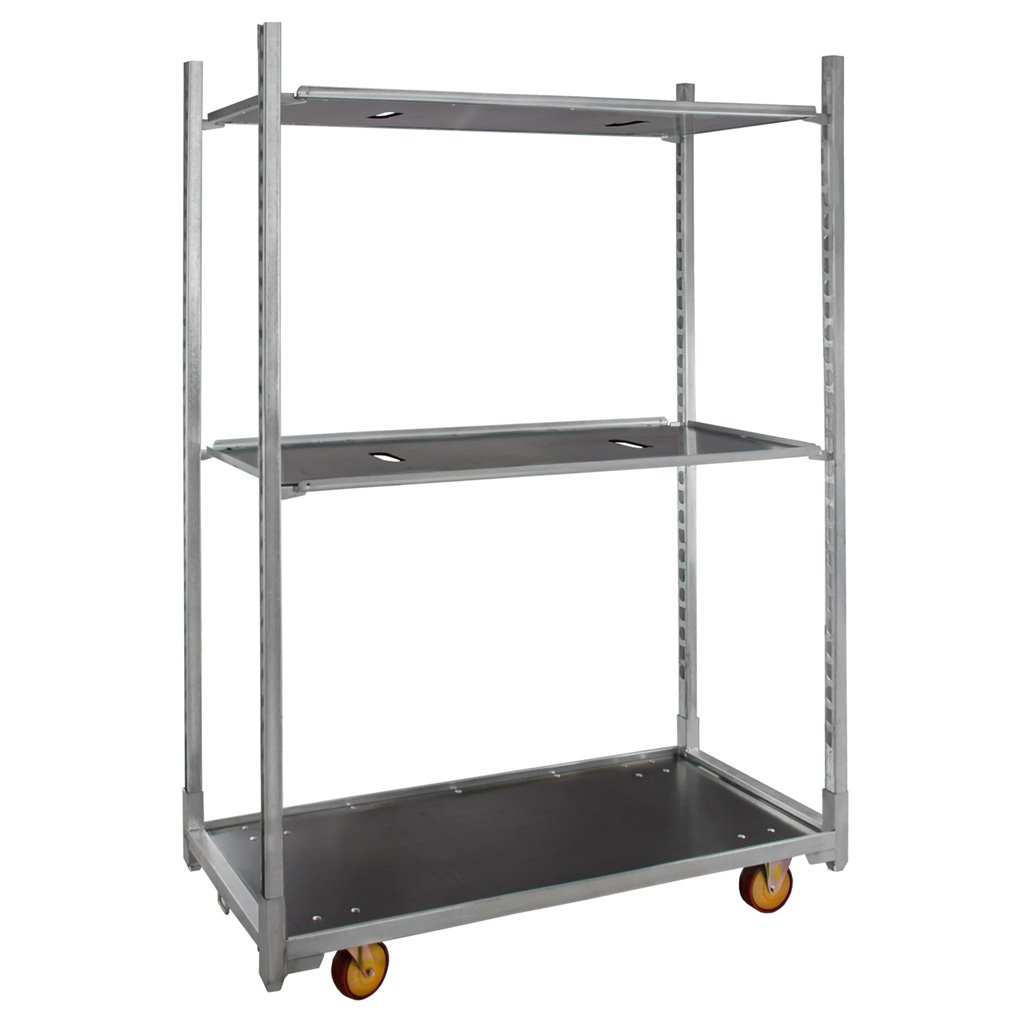 Mega-M carrello danese fiori base+2 ripiani zincato