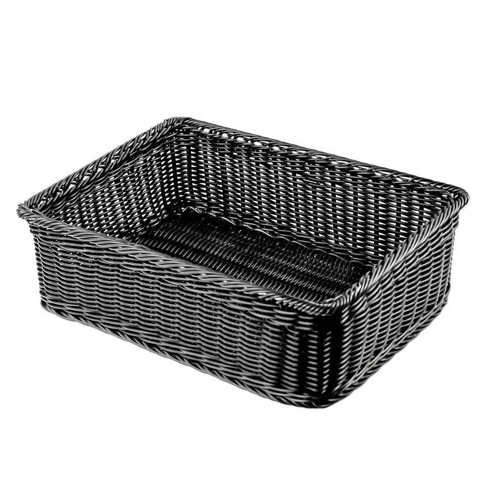Cestino pane rettangolare 30x40x13 cm effetto rattan
