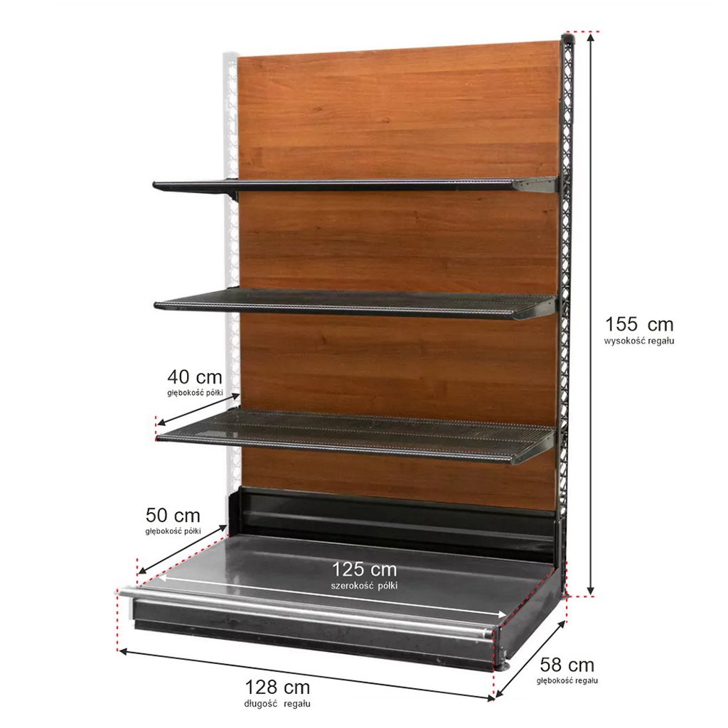 Wanzl 155x128 cm scaffale negozio 3 ripiani rovere