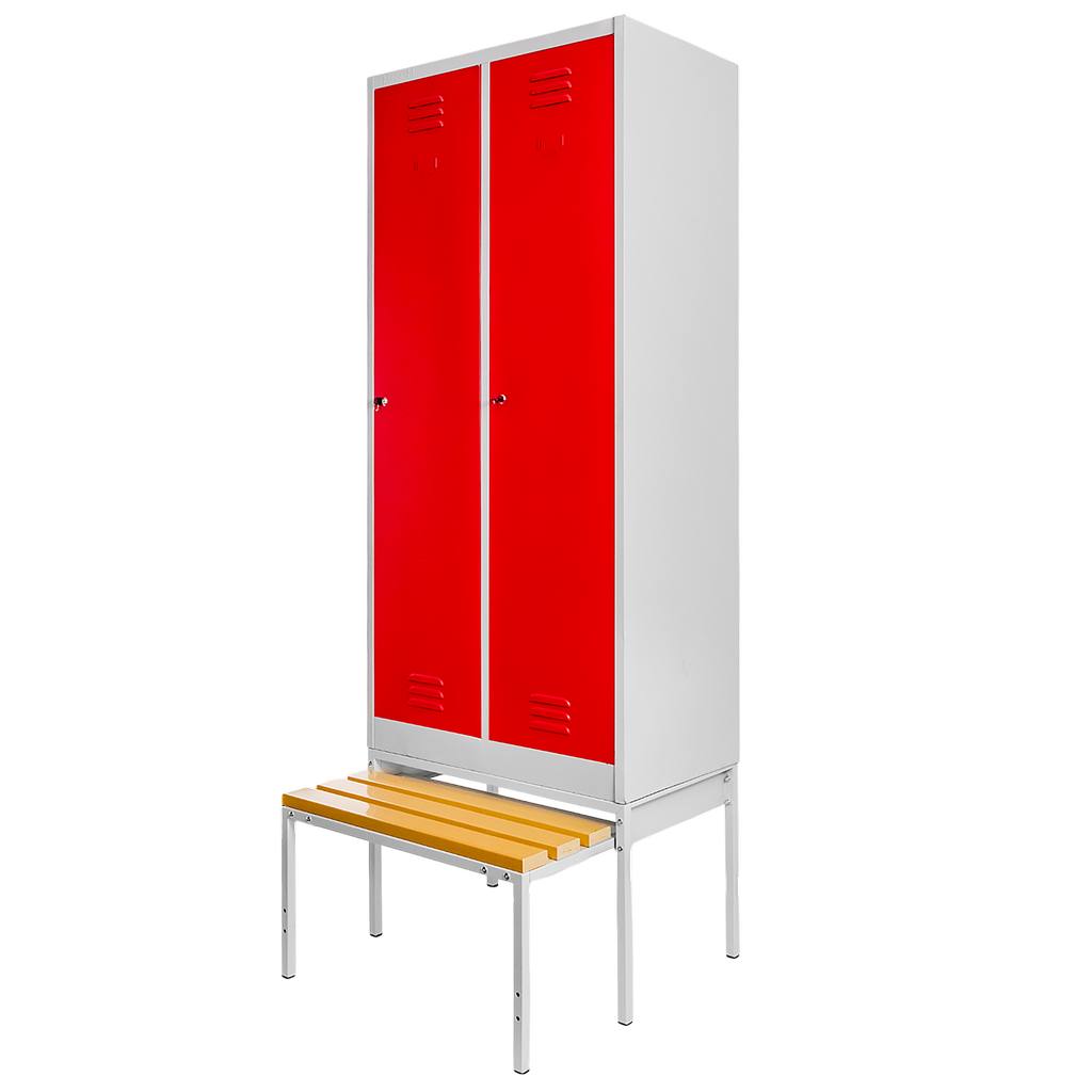 Mega-M armadio spogliatoio 2 ante 80 cm panca grigio rosso