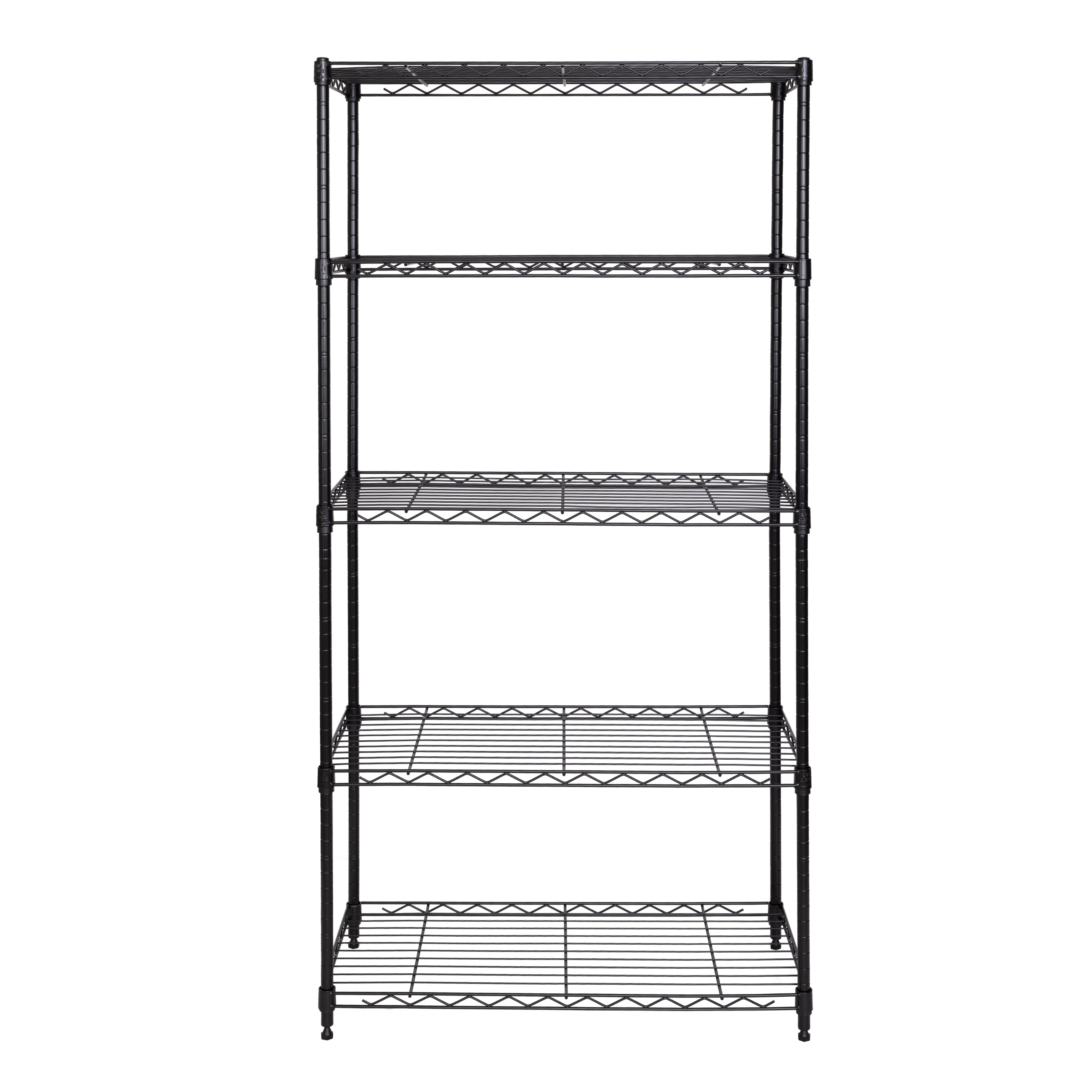 Seville Classics scaffale metallo nero 5 ripiani 76x35x152 cm