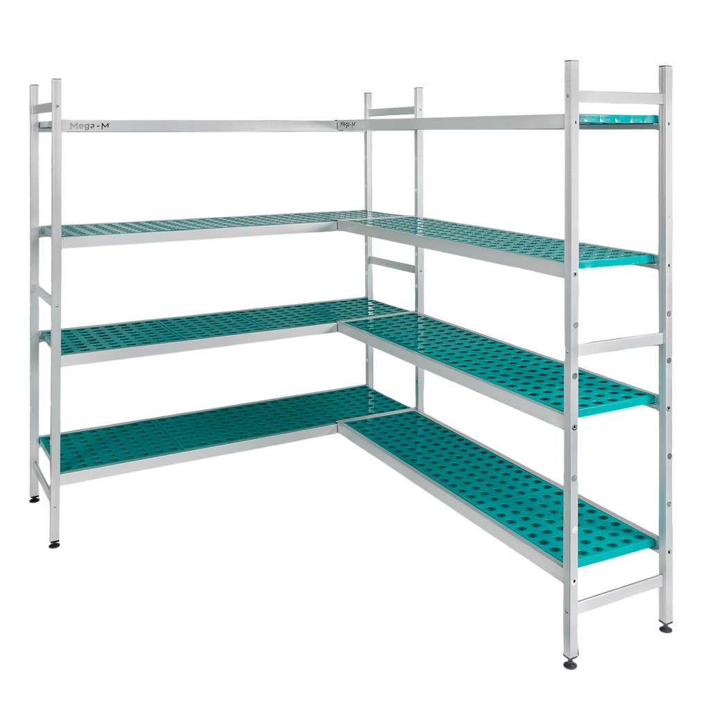Mega-M Alufri scaffale alluminio angolare 154x151 cm 4 ripiani