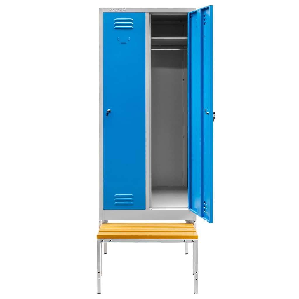 Mega-M S-80 cm armadietto spogliatoio 2 ante grigio blu panca
