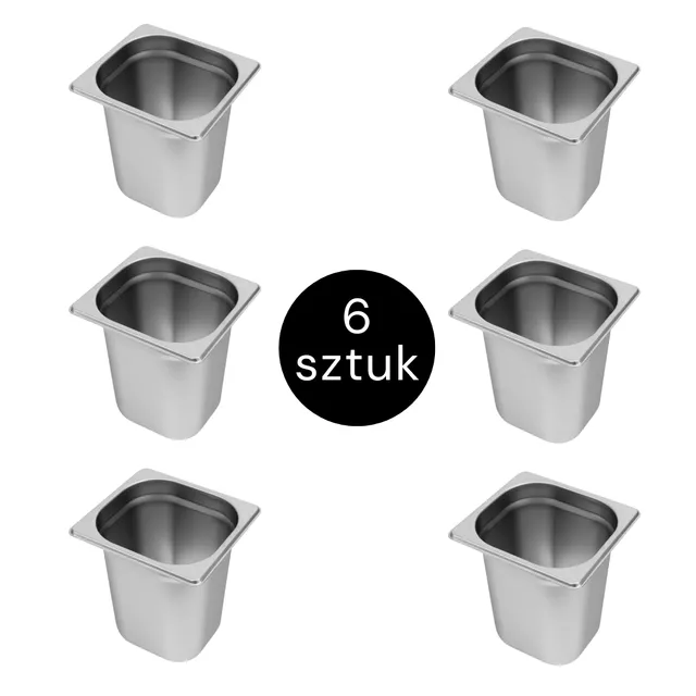 Mega-M GN 1/6 contenitori inox 20 cm 6 pezzi profondi