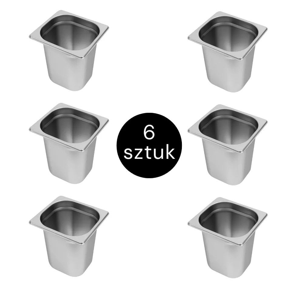 Mega-M GN 1/6 contenitori inox 20 cm 6 pezzi profondi