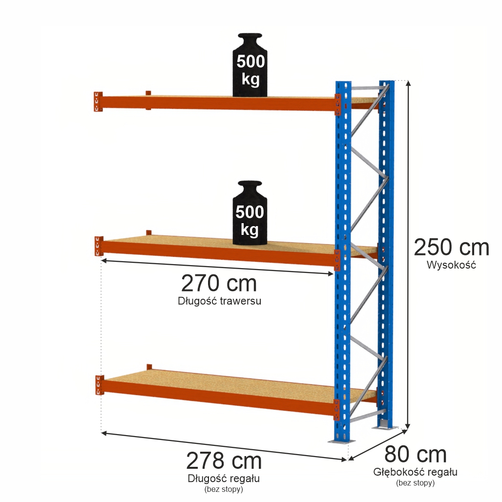 Mega-M XR H-250 L-278 Scaffale Magazzino 3 Ripiani 500 kg