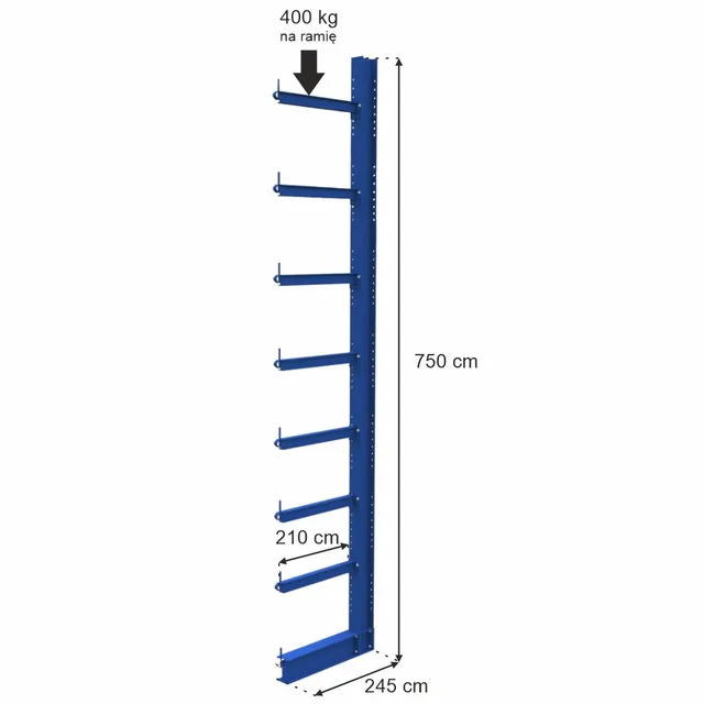 STOW Cantilever Scaffale Monofronte H 750 cm Braccio 210 cm