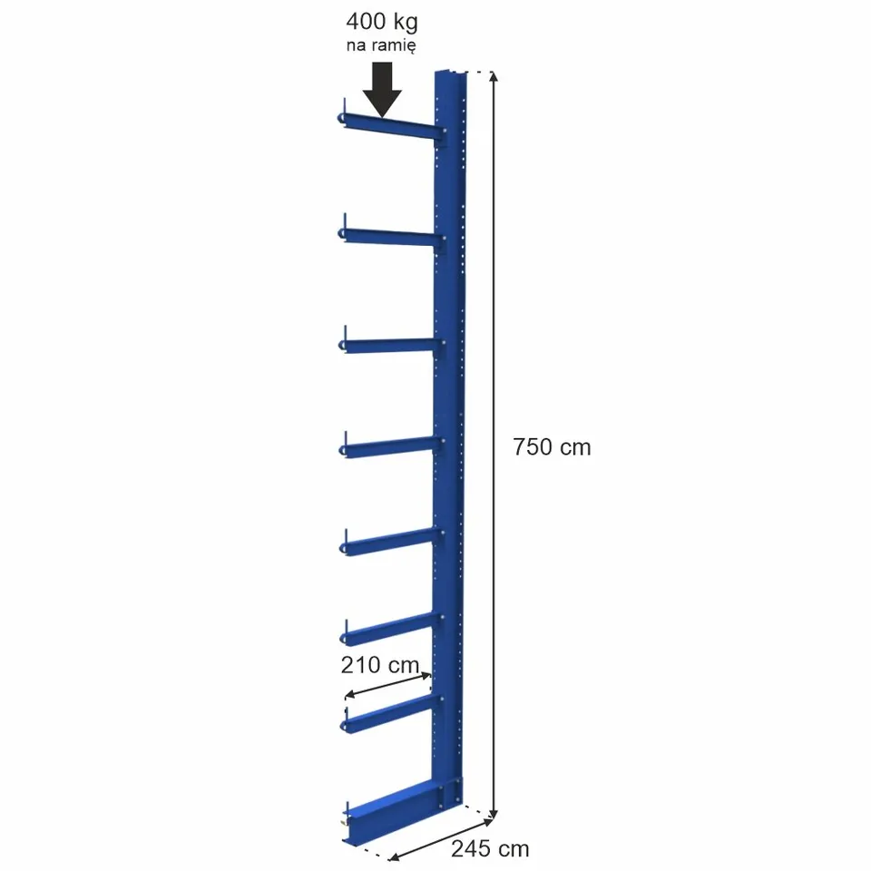 STOW Cantilever Scaffale Monofronte H 750 cm Braccio 210 cm