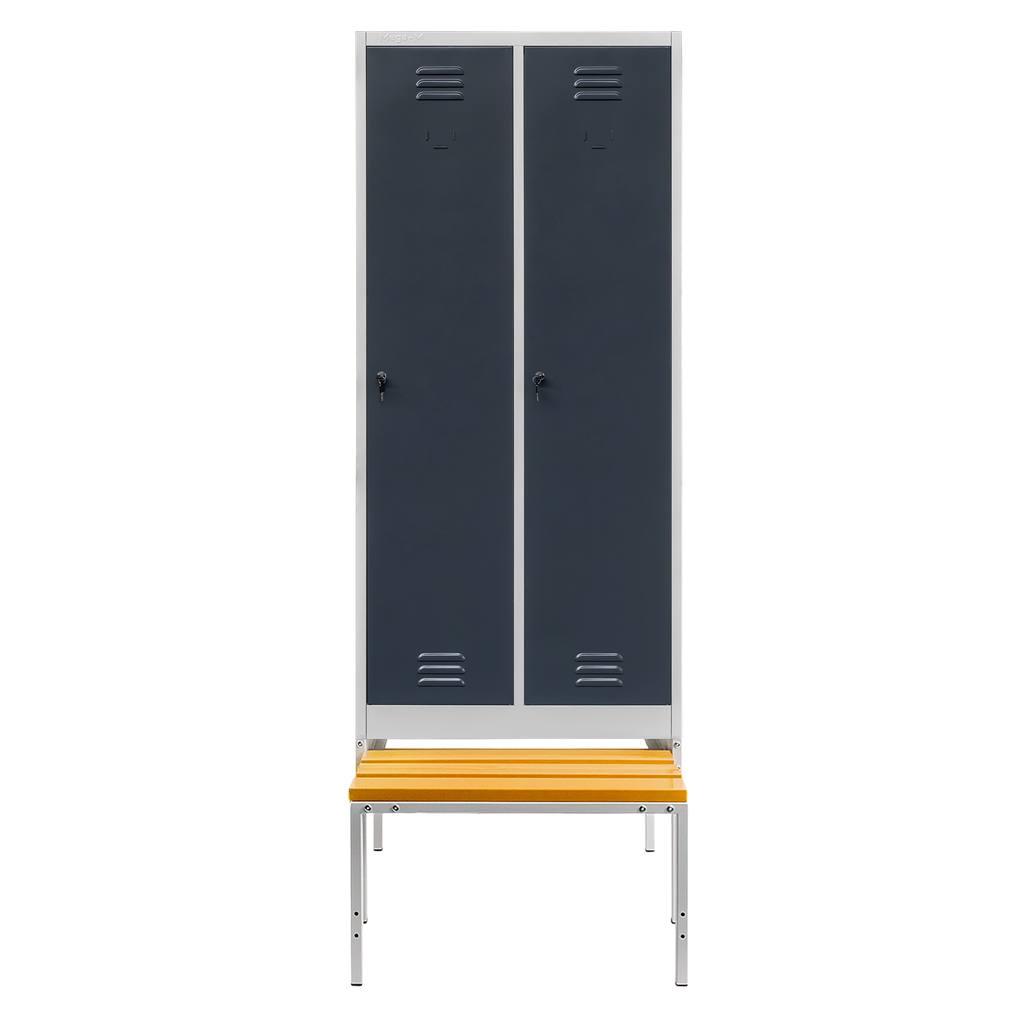 Mega-M S-80 armadio spogliatoio con panca 2 ante grigio