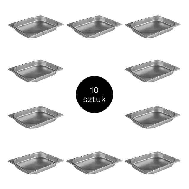 Vaschetta GN 1/2 acciaio inox 32,5x26,5x4 cm 10 pezzi