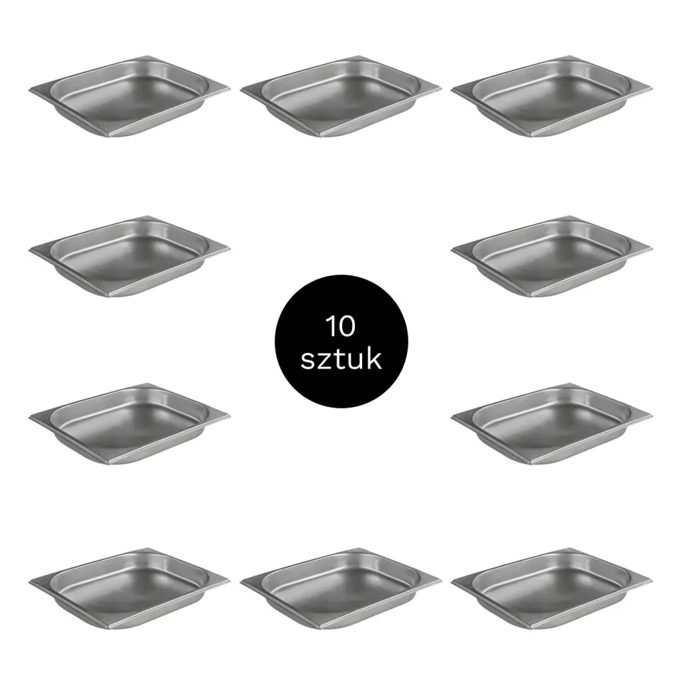 Vaschetta GN 1/2 acciaio inox 32,5x26,5x4 cm 10 pezzi