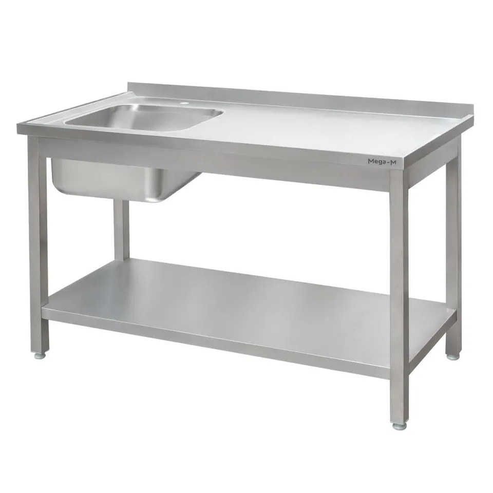 Mega-M 180x60x85 lavello inox vasca a sinistra con ripiano