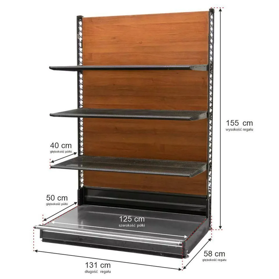 Wanzl Scaffale Negozio 155x131 cm 3 Ripiani Parete Base