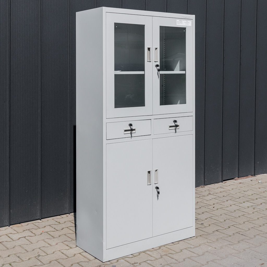 Mega-M Wenus Armadio Metallico Ufficio 90x40x185 Grigio Vetrina