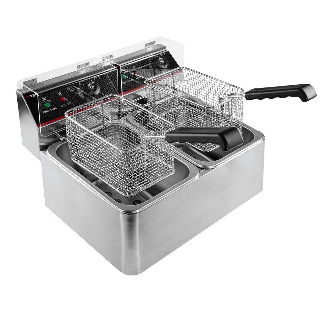 Mega-M 2x4L friggitrice elettrica doppia vasca 2x4 L inox
