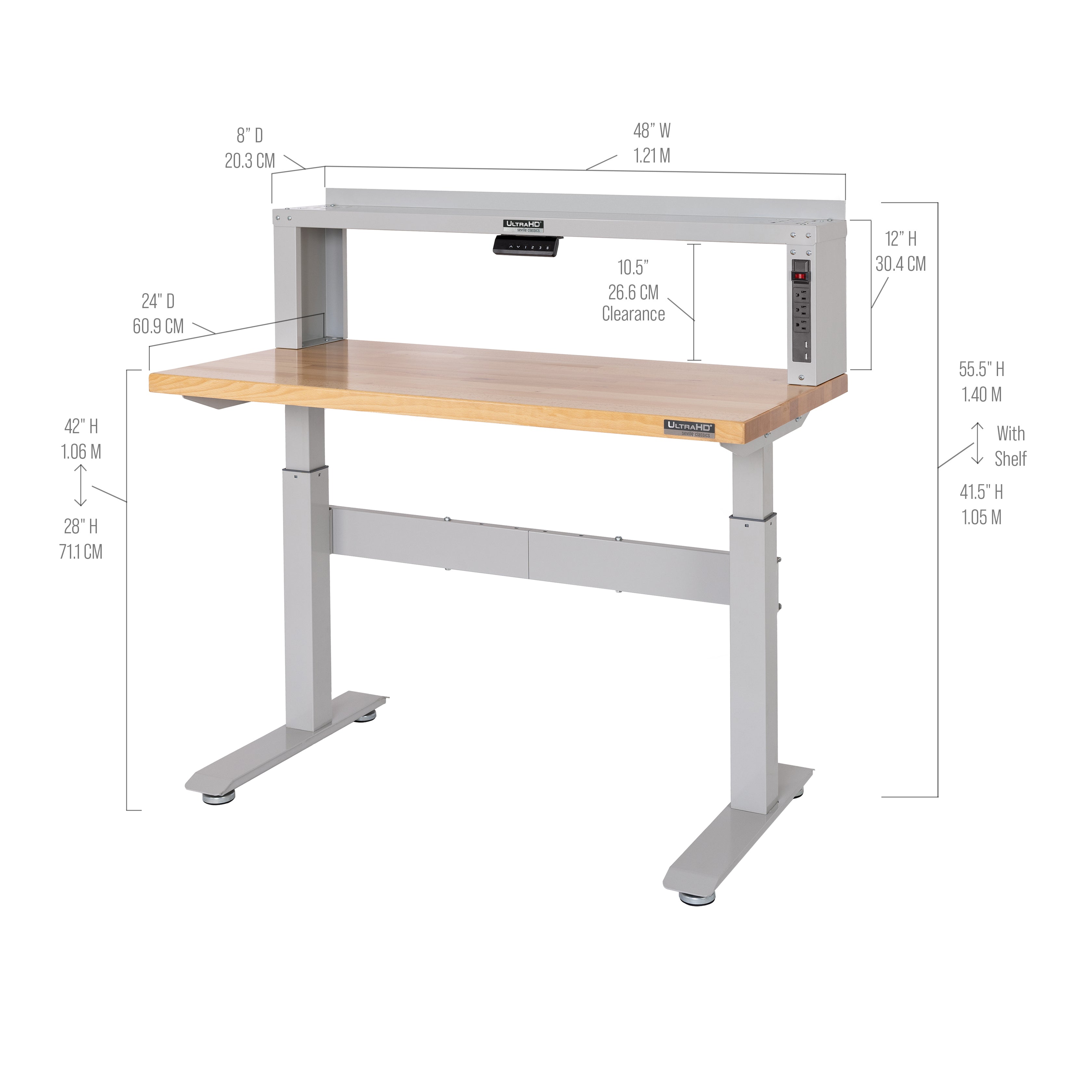 Seville Classics UltraHD banco lavoro regolabile 122x61 cm legno