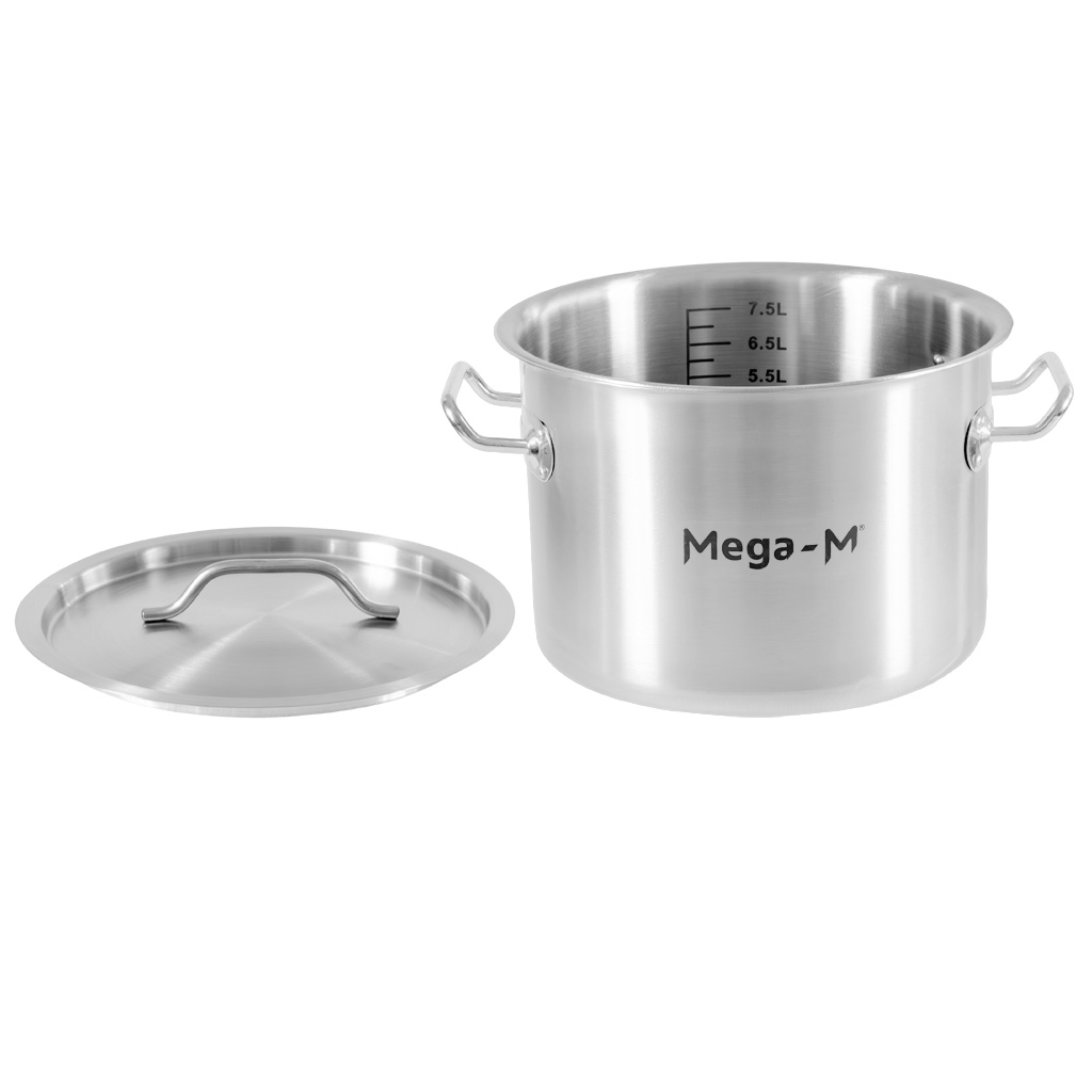 Mega-M STANDARD Pentola Inox 9L 25x18 con Coperchio Induzione