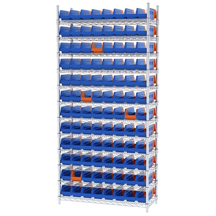 Akro-Mils AWS143636442 scaffale filo 12 ripiani 96 box