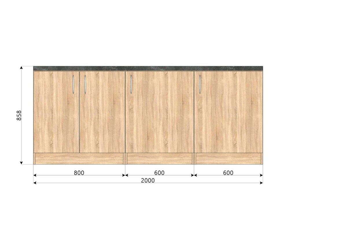Mega-M Cucina Ufficio Componibile 200x60x86 cm Rovere