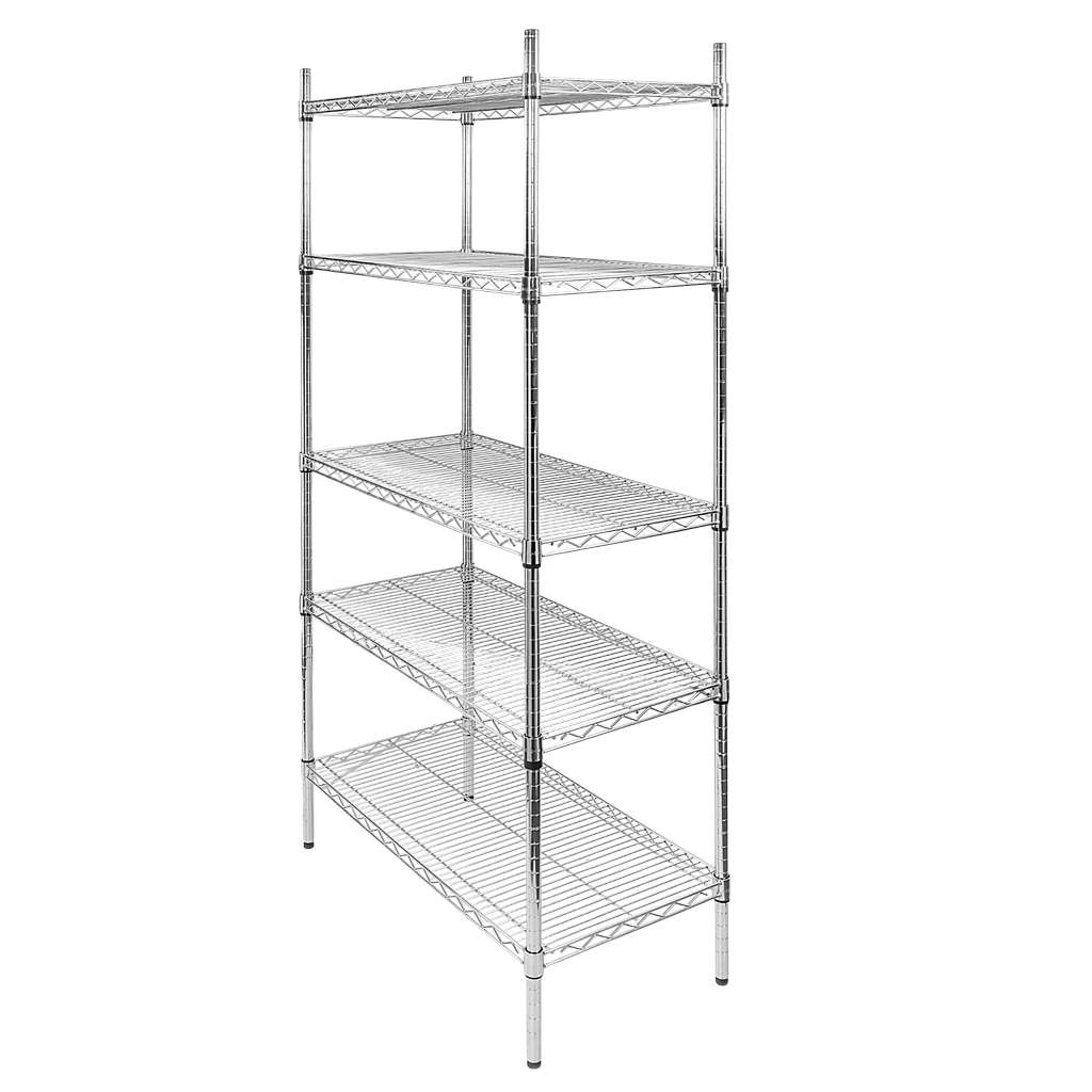 Mega-M scaffale cromato 5 ripiani filo 90x45x180 cm