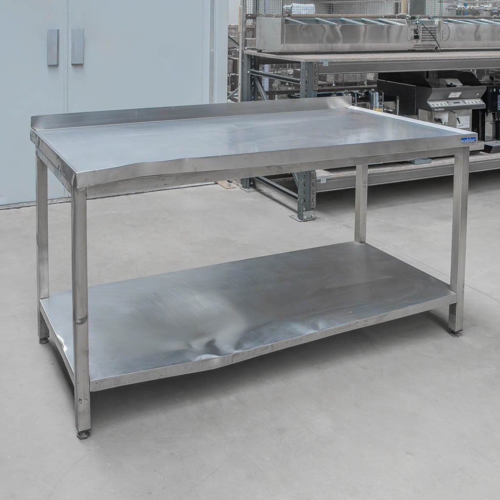 Ascobloc 160x80x85 Tavolo Inox con Ripiano Acciaio