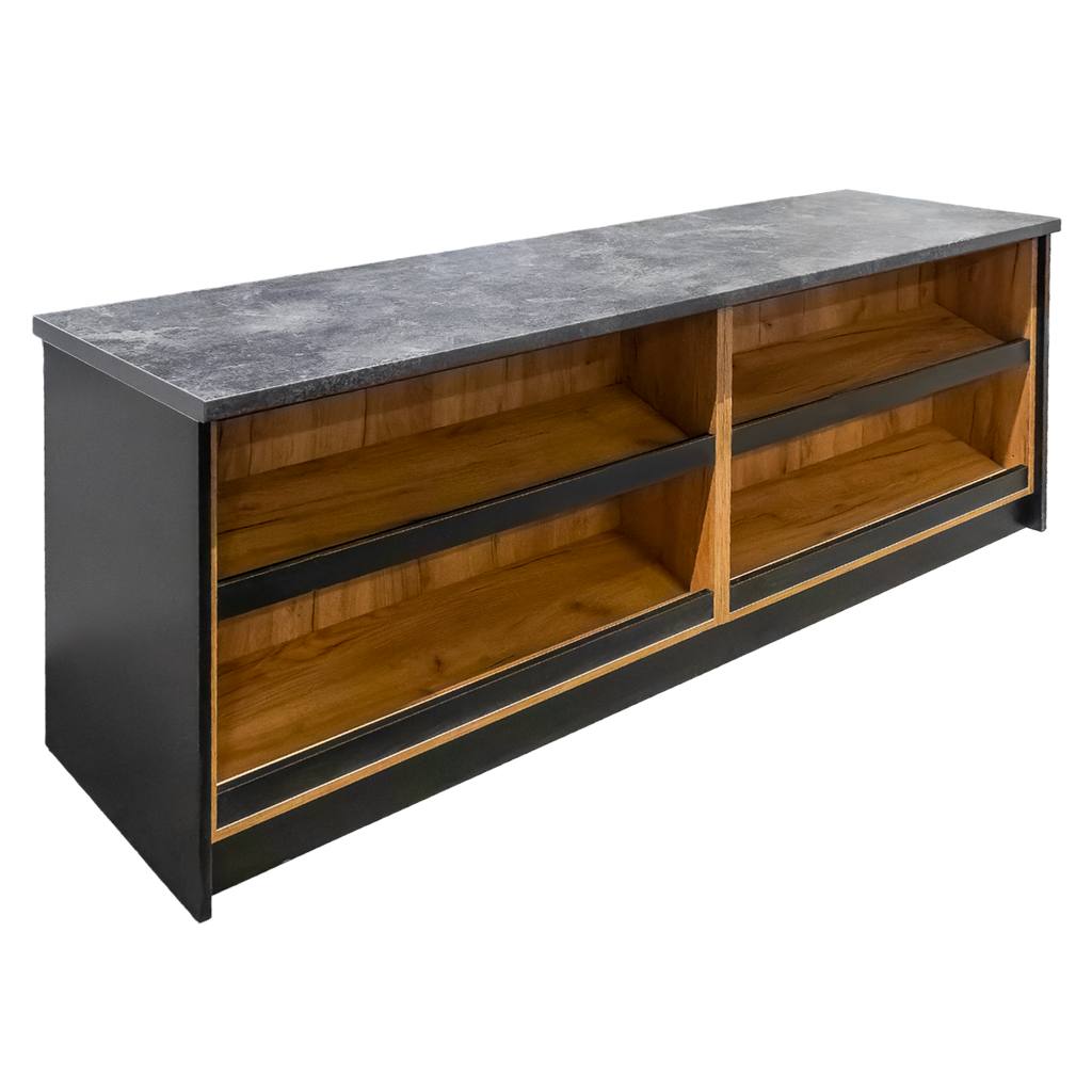 Mega-M banco cassa 200x60x90 cm nero rovere kraft