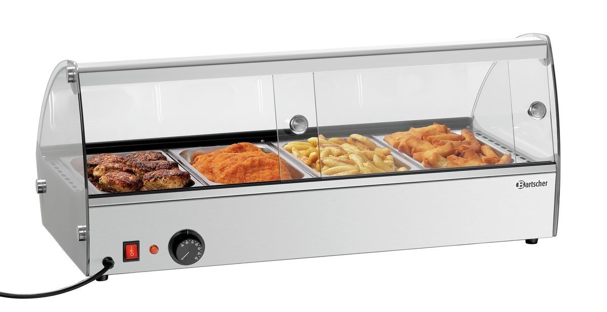 Bartscher 305058 vetrina riscaldata 4x GN 1/3 acciaio inox