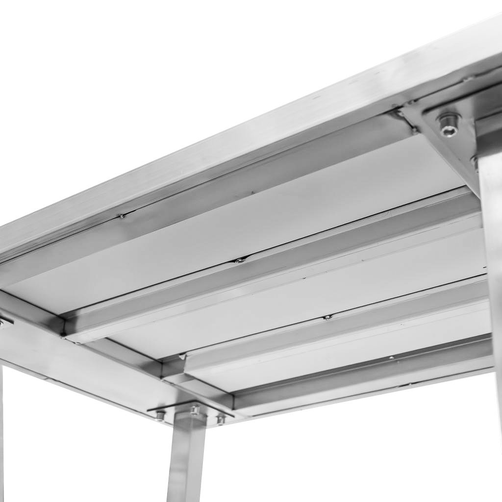 Mega-M tavolo inox centrale con ripiano 180x80x85 cm 6 gambe