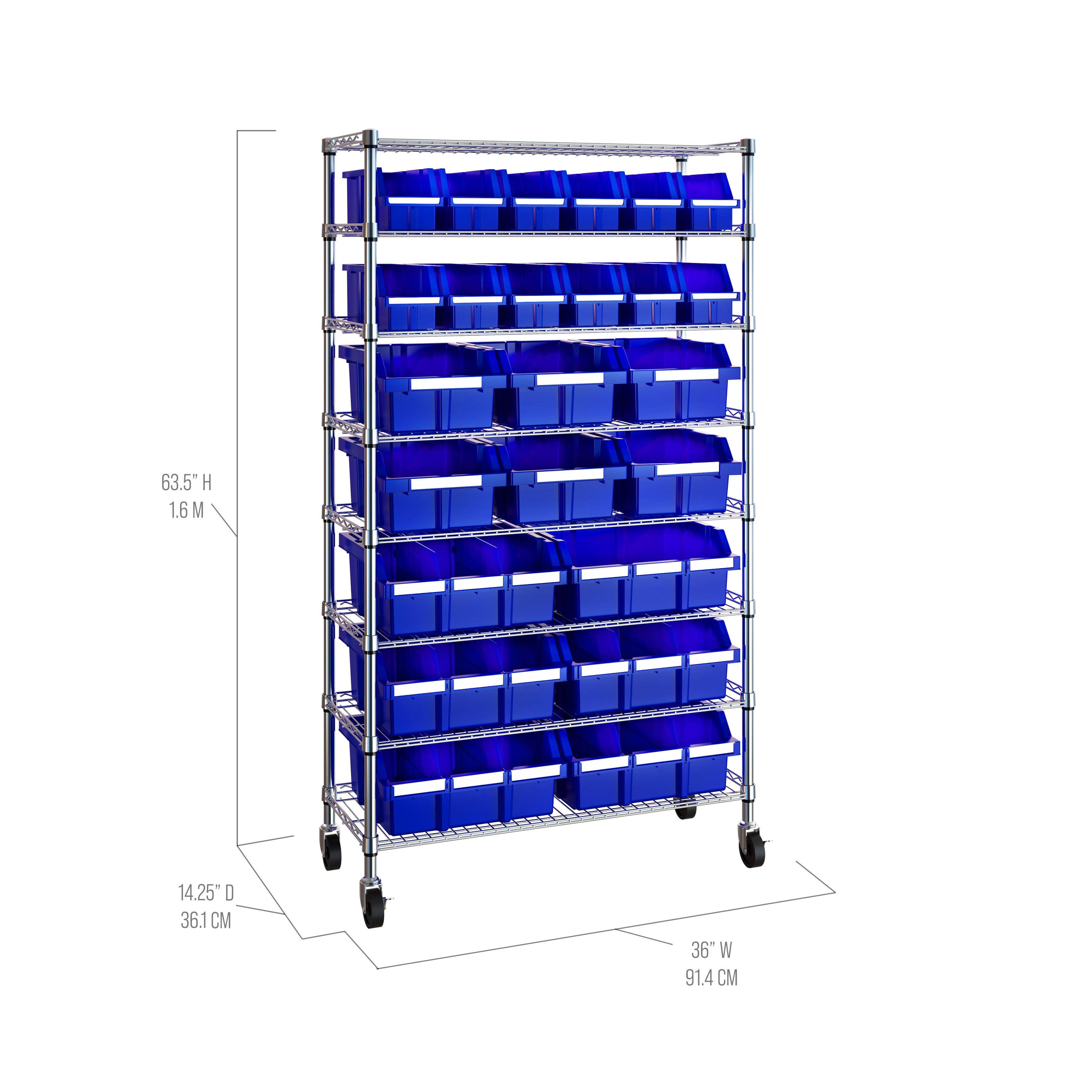 Seville Classics scaffale 24 box blu 8 ripiani 91x36 cm