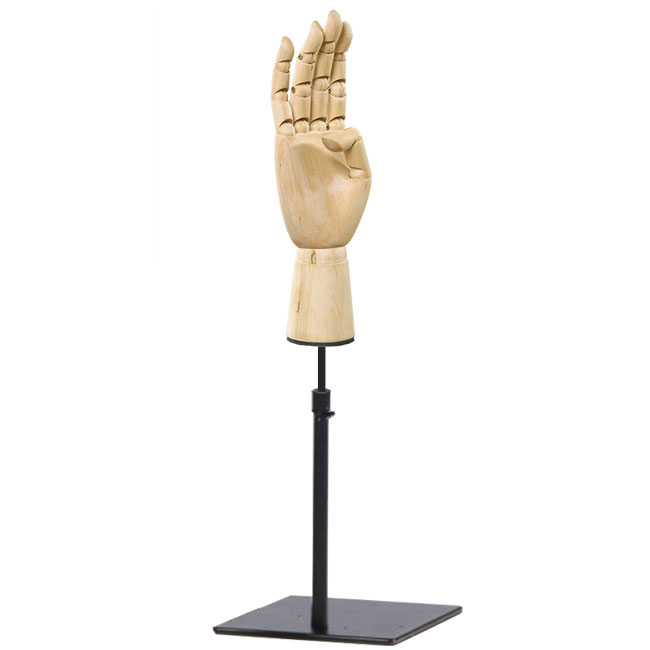 Agosistem mano espositore legno H43/53 cm base nera