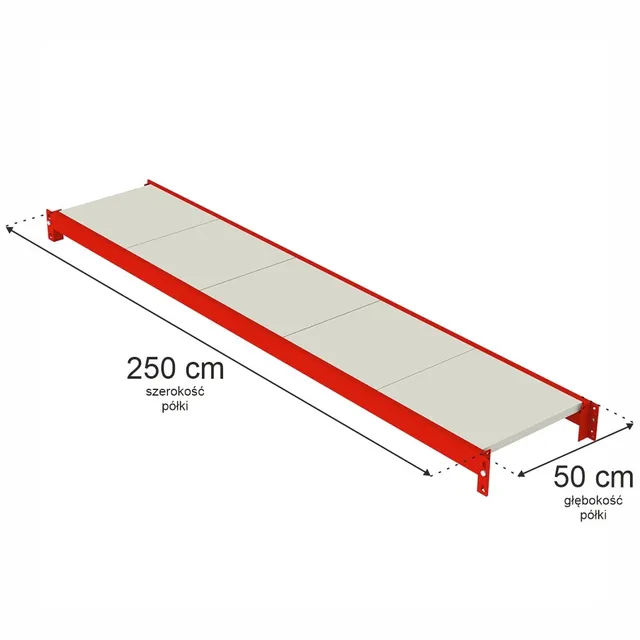 Mega-M Fortis ripiano scaffale 250x50 cm portata 250 kg