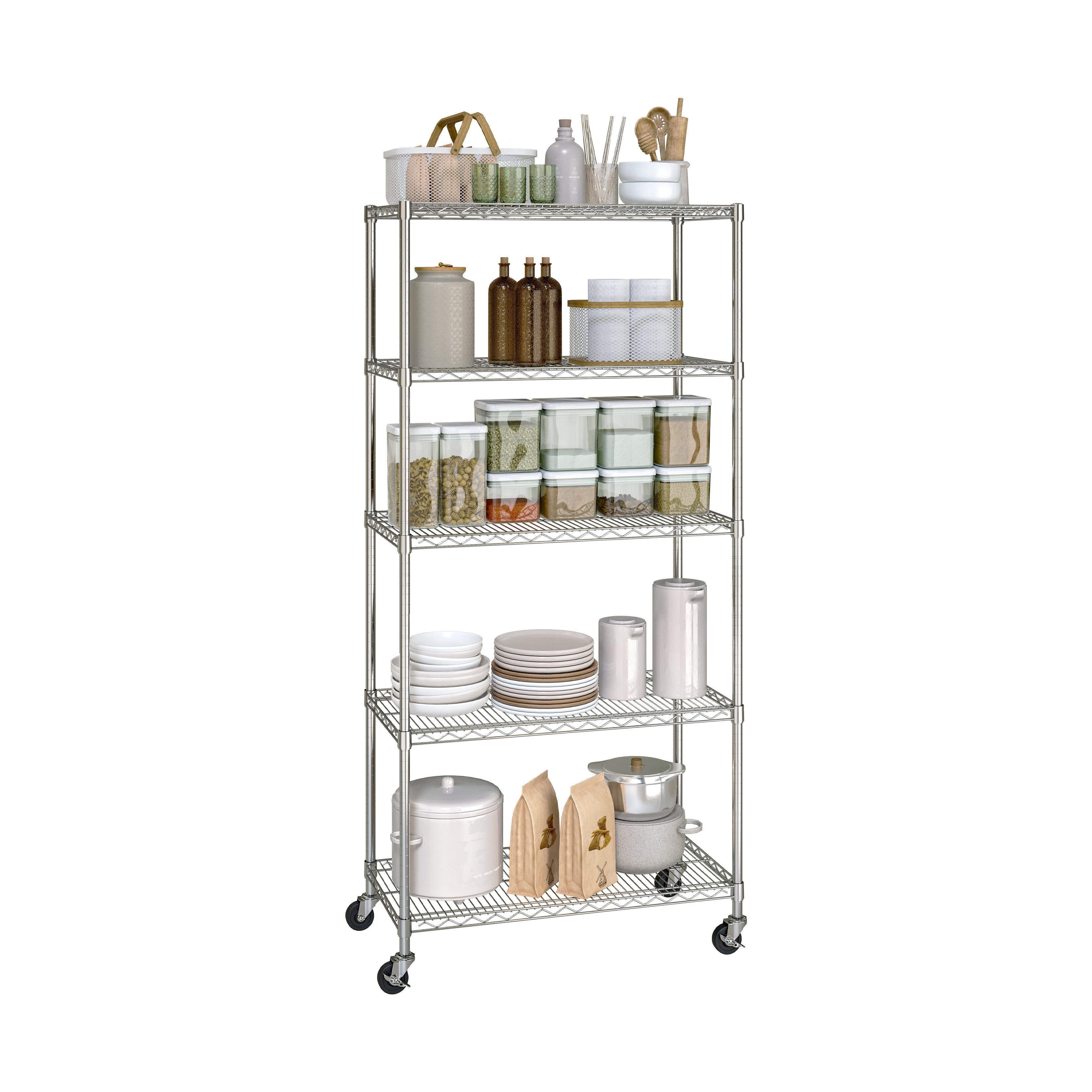 Seville Classics SHE15390B scaffale 5 ripiani acciaio argento
