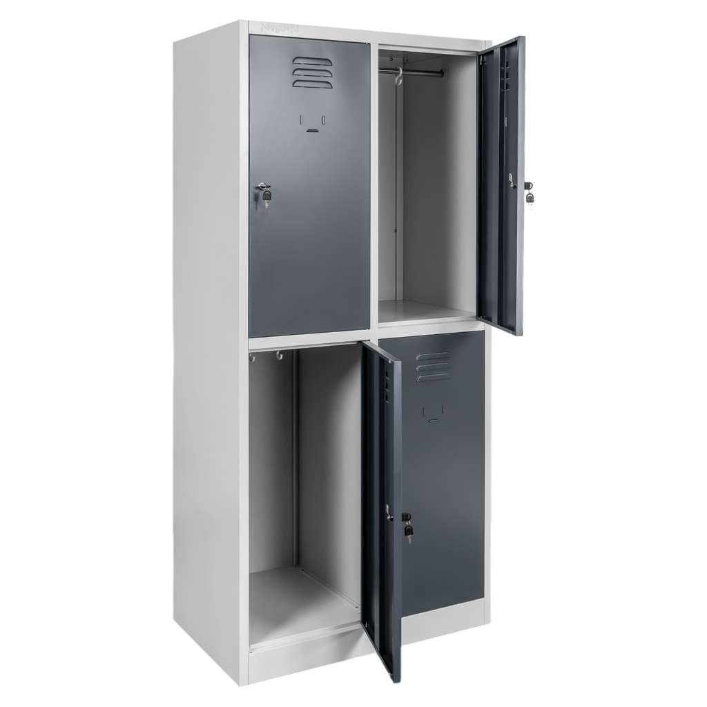 Mega-M armadio spogliatoio 4 scomparti 80x50x180 cm grigio