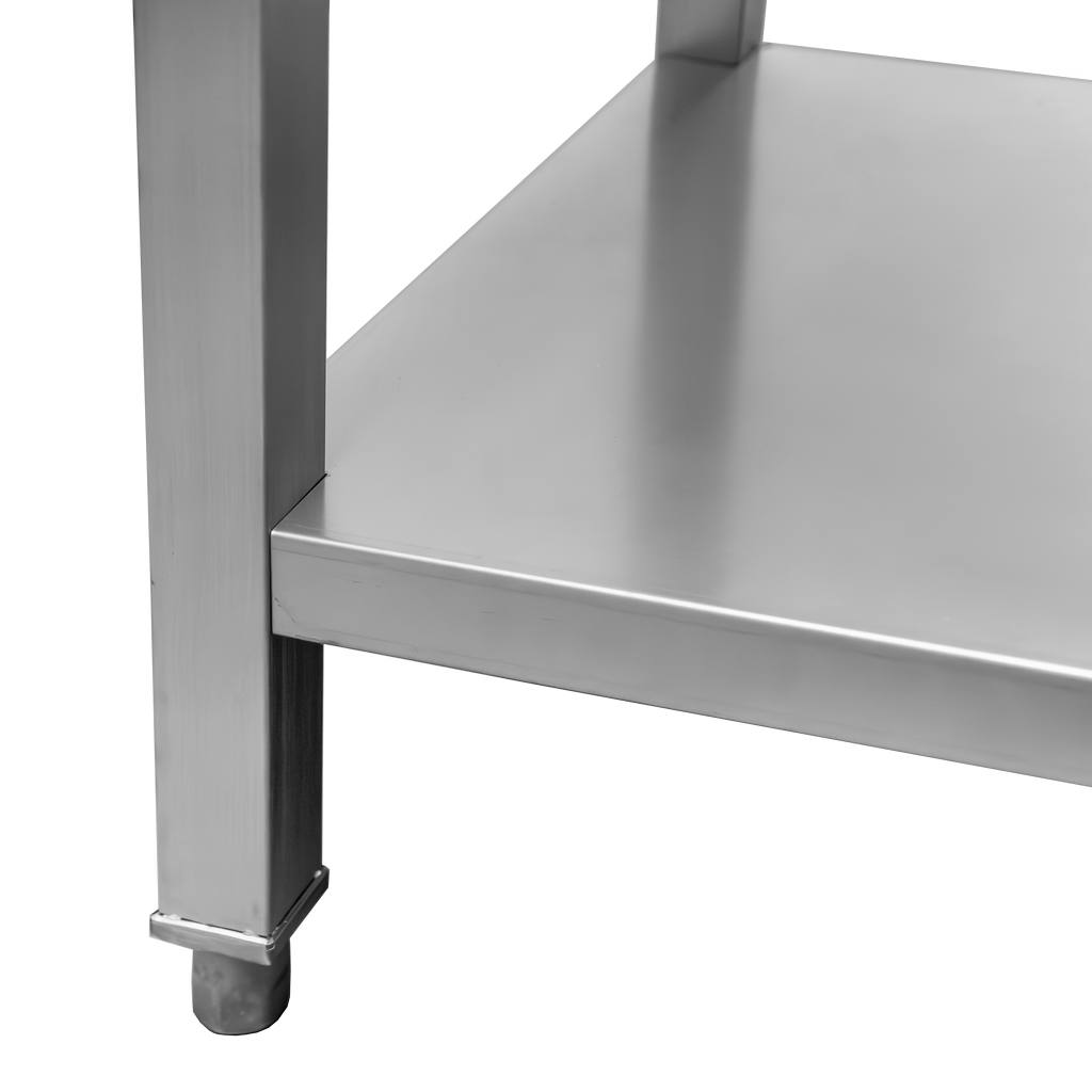 Mega-M Tavolo Inox 180x70x85 cm con Ripiano 6 Gambe