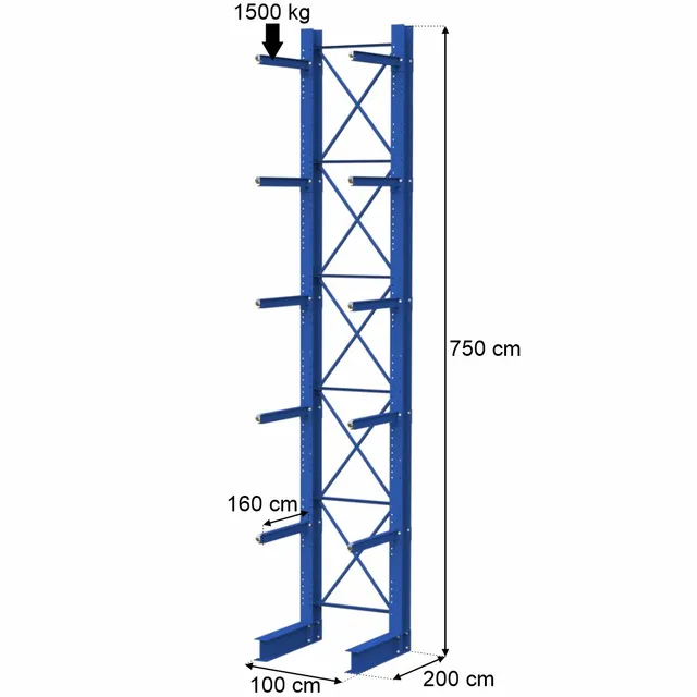 Stow scaffale cantilever H750 braccio 160 cm 2 moduli 1500 kg