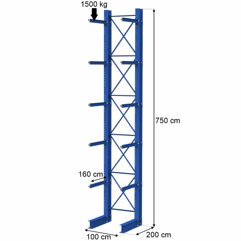 Stow scaffale cantilever H750 braccio 160 cm 2 moduli 1500 kg