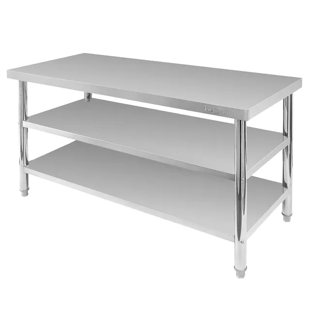 Mega-M X Standard 150x60x85 tavolo inox centrale 2 ripiani