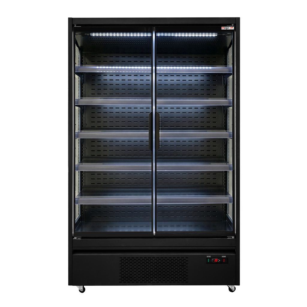 Mega-M Hugo Plus RU banco frigo nero 125 cm porte vetro
