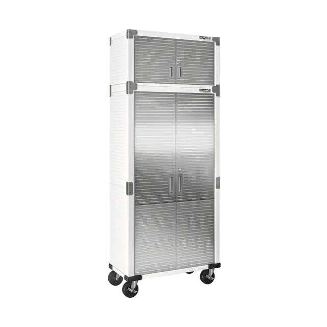 Seville Classics UltraHD Armadio Acciaio 2 Pezzi Bianco con Ruote