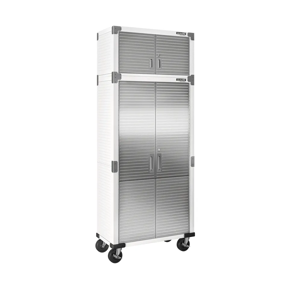 Seville Classics UltraHD Armadio Acciaio 2 Pezzi Bianco con Ruote