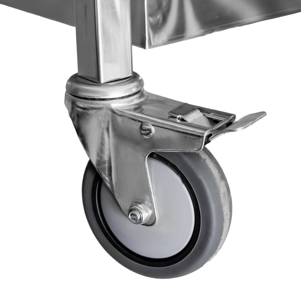 Mega-M carrello servizio inox 85x45x90 cm 2 ripiani con ruote