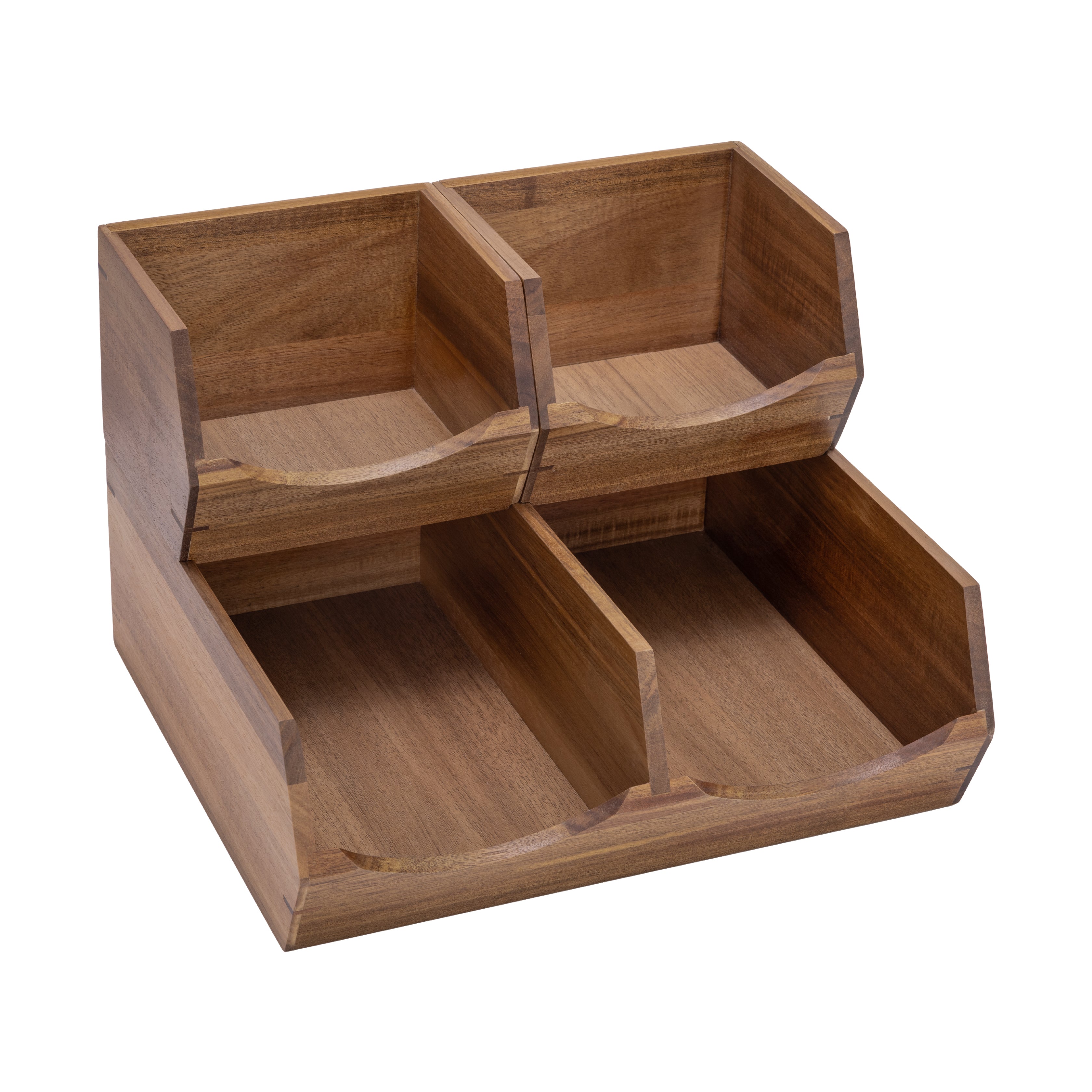Seville Classics Set 3 Organizer Acacia Impilabili Legno