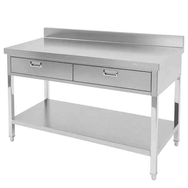 Mega-M X tavolo inox 120x70x85 cm 2 cassetti
