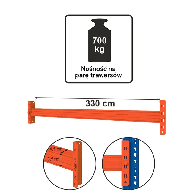 Mecalux L-330 cm Traversa Portapallet Arancione 700 kg