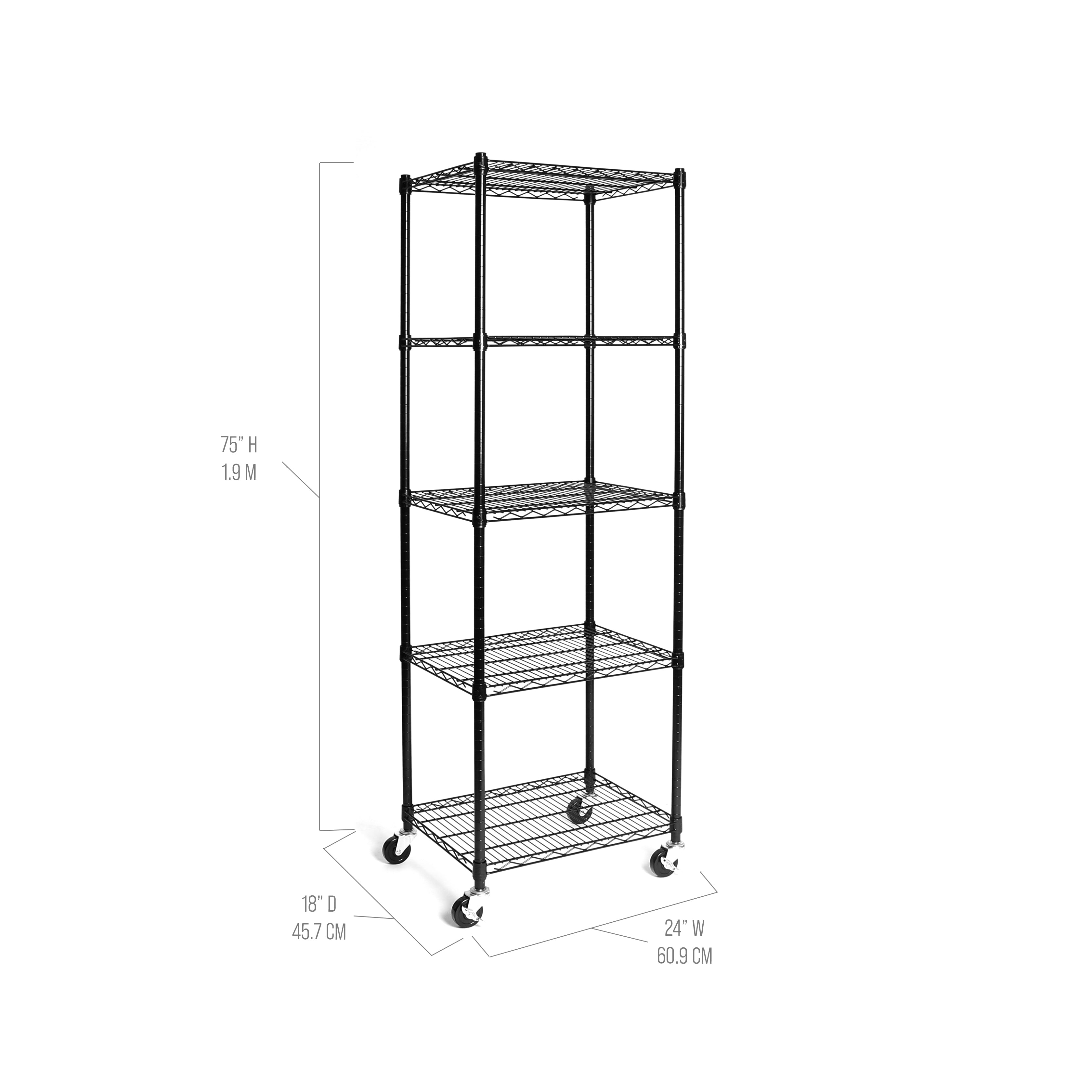 Seville Classics UltraDurable Scaffale Acciaio 5 Ripiani Nero